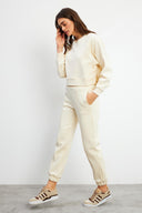 Kadın Brenna Paçası Lastikli Şardonlu Eşofman Altı - Kemik