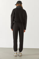 Kadın Brenna Paçası Lastikli Şardonlu Eşofman Altı - Siyah