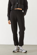 Kadın Brenna Paçası Lastikli Şardonlu Eşofman Altı - Siyah