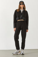 Kadın Brenna Paçası Lastikli Şardonlu Eşofman Altı - Siyah