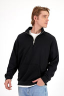 Erkek Bruce Dik Yaka Yarım Fermuarlı Sweatshirt - Siyah