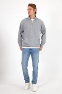 Erkek Bruce Dik Yaka Yarım Fermuarlı Sweatshirt - Gri Melanj