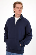 Erkek Bruce Dik Yaka Yarım Fermuarlı Sweatshirt - Lacivert