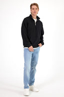 Erkek Bruce Dik Yaka Yarım Fermuarlı Sweatshirt - Siyah