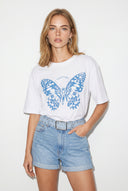 Butterfly Baskılı Tişört-Beyaz