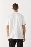 Erkek Cep Detaylı Bisiklet Yaka Flamlı Tişört %100 Pamuk - Fildişi