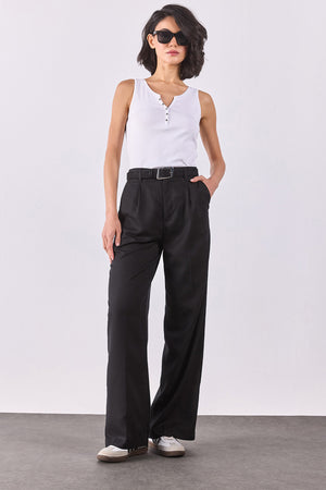 Kadın Chloe Wide Leg Palazzo Pantolon %100 Lyocell (Tencel™) - Siyah