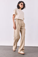 Kadın Chloe Wide Leg Palazzo Pantolon %100 Lyocell (Tencel™) - Bej