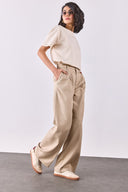 Kadın Chloe Wide Leg Palazzo Pantolon %100 Lyocell (Tencel™) - Bej