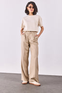 Kadın Chloe Wide Leg Palazzo Pantolon %100 Lyocell (Tencel™) - Bej