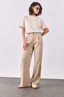 Kadın Chloe Wide Leg Palazzo Pantolon %100 Lyocell (Tencel™) - Bej