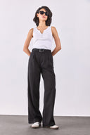 Kadın Chloe Wide Leg Palazzo Pantolon %100 Lyocell (Tencel™) - Siyah
