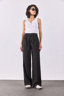 Kadın Chloe Wide Leg Palazzo Pantolon %100 Lyocell (Tencel™) - Siyah
