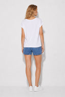 Cindy Bisiklet Yaka Regular Fit Basic Modal Tişört(TENCEL)(TM)-Beyaz