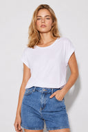 Cindy Bisiklet Yaka Regular Fit Basic Modal Tişört(TENCEL)(TM)-Beyaz