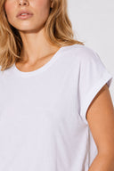 Cindy Bisiklet Yaka Regular Fit Basic Modal Tişört(TENCEL)(TM)-Beyaz