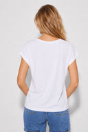 Cindy Bisiklet Yaka Regular Fit Basic Modal Tişört(TENCEL)(TM)-Beyaz
