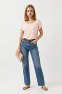 Kadın Cindy Bisiklet Yaka Regular Fit Basic Modal Tişört Lyocell (Tencel™) - Pembe
