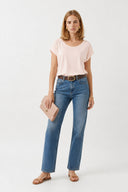 Kadın Cindy Bisiklet Yaka Regular Fit Basic Modal Tişört Lyocell (Tencel™) - Pembe