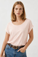 Kadın Cindy Bisiklet Yaka Regular Fit Basic Modal Tişört Lyocell (Tencel™) - Pembe