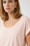 Kadın Cindy Bisiklet Yaka Regular Fit Basic Modal Tişört Lyocell (Tencel™) - Pembe