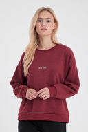 Kadın Cindy Logo Baskılı Bisiklet Yaka Şardonlu Sweatshirt - Bordo