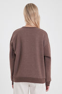 Kadın Cindy Logo Baskılı Bisiklet Yaka Şardonlu Sweatshirt - Kahve