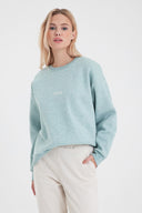 Kadın Cindy Logo Baskılı Bisiklet Yaka Şardonlu Sweatshirt - Mint