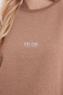 Kadın Cindy Logo Baskılı Bisiklet Yaka Şardonlu Sweatshirt - Vizon
