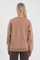 Kadın Cindy Logo Baskılı Bisiklet Yaka Şardonlu Sweatshirt - Vizon