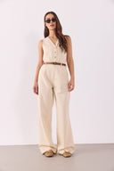 Kadın Clara Wide Leg Off White Palazzo Pantolon Lyocell (Tencel™) - Off White
