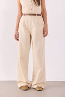 Kadın Clara Wide Leg Off White Palazzo Pantolon Lyocell (Tencel™) - Off White