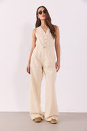 Kadın Clara Wide Leg Off White Palazzo Pantolon Lyocell (Tencel™) - Off White