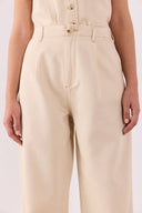 Kadın Clara Wide Leg Off White Palazzo Pantolon Lyocell (Tencel™) - Off White