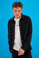 Erkek Clark Regular Fit Pamuklu Gömlek - Siyah