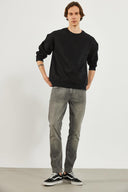 Erkek Clark Sıfır Yaka Oversize Sweatshirt - Siyah