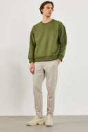 Erkek Clark Sıfır Yaka Oversize Sweatshirt - Haki