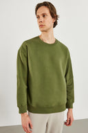 Erkek Clark Sıfır Yaka Oversize Sweatshirt - Haki