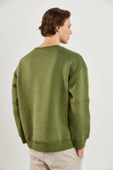 Erkek Clark Sıfır Yaka Oversize Sweatshirt - Haki