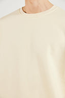 Erkek Clark Sıfır Yaka Oversize Sweatshirt - Kemik