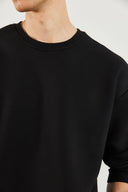 Erkek Clark Sıfır Yaka Oversize Sweatshirt - Siyah
