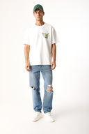 Erkek Cocktail Baskılı Tişört %100 Pamuk - Fildişi