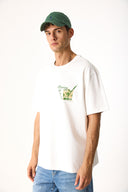 Erkek Cocktail Baskılı Tişört %100 Pamuk - Fildişi