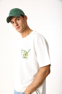 Erkek Cocktail Baskılı Tişört %100 Pamuk - Fildişi