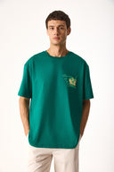 Erkek Cocktail Baskılı Tişört %100 Pamuk - Yeşil