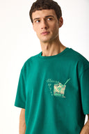 Erkek Cocktail Baskılı Tişört %100 Pamuk - Yeşil