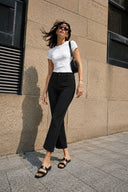 Crop Paça Pantolon-Siyah
