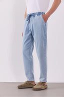 David Sky Blue Beli Lastikli Slim Fit Jogger Pantolon-Sky Blue