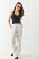 Kadın Derin V Yaka Lycralı Atlet - Siyah