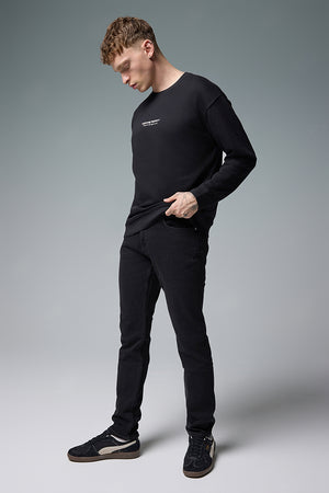 Erkek Edward Black Slim Straight Jean Pantolon - Black